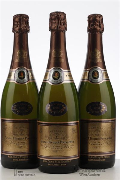 VEUVE CLICQUOT PONSARDIN VINTAGE BRUT ROSE 1976 - Veuve Cliquot Ponsardin - 3 Bottles