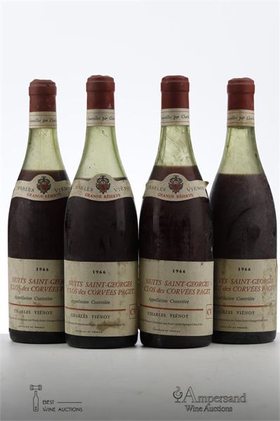 NUITS ST GEORGES CLOS DES CORVEES PAGET GRANDE RESERVE 1966 - Charles Vienot - 4 Bottles