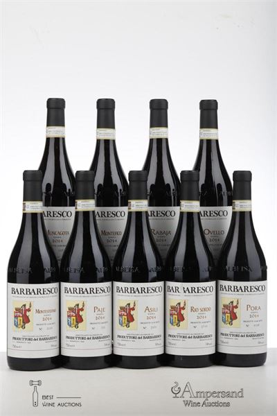 BARBARESCO RISERVA MONTESTEFANO - RIO SORDO - PAJE - ASILI - OVELLO - PORA - MONTEFICO - MUNCAGOTA - RABAJA 2014 - Produttori del Barbaresco - 9 Bottles