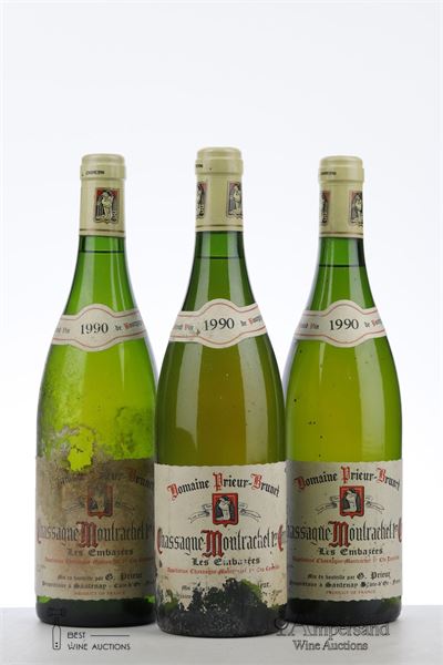 CHASSAGNE MONTRACHET BLANC LES EMBRAZEES 1990 - Prieur Brunet - 3 Bottles
