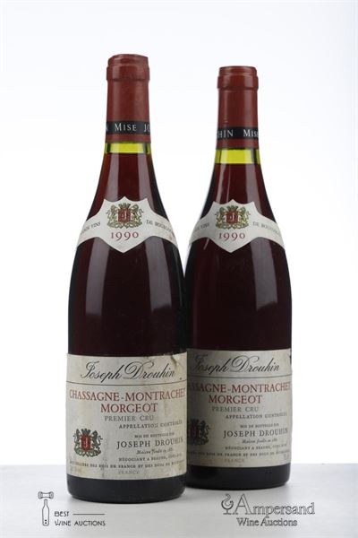 CHASSAGNE MONTRACHET ROUGE MORGEOT 1990 - Joseph Drouhin - 2 Bottles