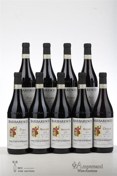 BARBARESCO RISERVA MONTESTEFANO - RIO SORDO - PAJE - ASILI - OVELLO - PORA - MONTEFICO - MUNCAGOTA - RABAJA 2015 - Produttori del Barbaresco - 9 Bottles