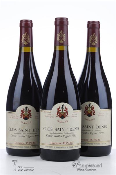 CLOS ST DENIS CUVEE VIEILLES VIGNES 1991 - Ponsot - 3 Bottles
