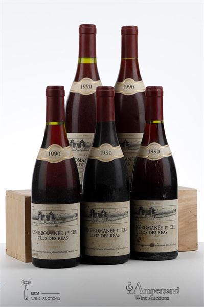 VOSNE ROMANEE CLOS DES REAS 1990 - Jean Gros - 5 Bottles