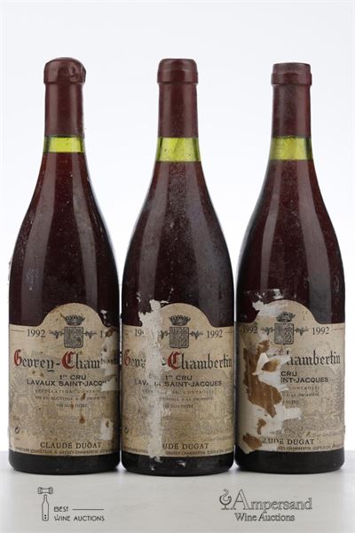 GEVREY CHAMBERTIN LAVAUX ST JACQUES 1992 - Claude Dugat - 3 Bottles