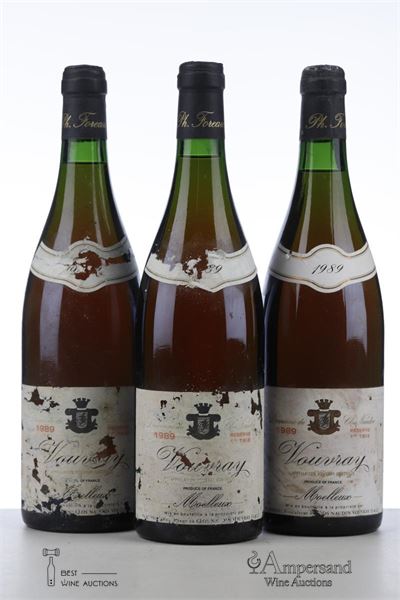 VOUVRAY MOELLEUX PREMIERE TRIE DOMAINE DU CLOS NAUDIN 1989 - Philippe Foreau - 3 Bottles