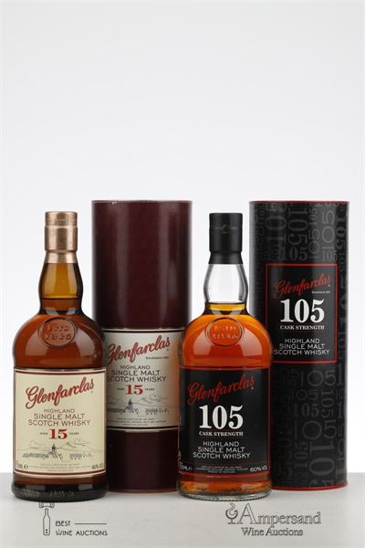 GLENFARCLAS 105 CASK STRENGTH + GLENFARCLAS 15Y NV - Glenfarclas - 2 Bottles - Oc 1