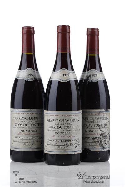 GEVREY CHAMBERTIN CLOS DU FONTENY 1997 - Bruno Clair - 3 Bottles