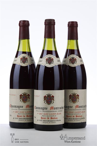 CHASSAGNE MONTRACHET CLOS ST JEAN 1987 - Henri de Boileau - 3 Bottles