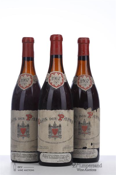 CHATEAUNEUF DU PAPE CLOS DES PAPES 1967 - Paul Avril - Mb - 3 Bottles