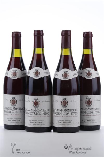 CHASSAGNE MONTRACHET ROUGE MORGEOT CLOS PITOIS 1988 - Roger Belland - 4 Bottles