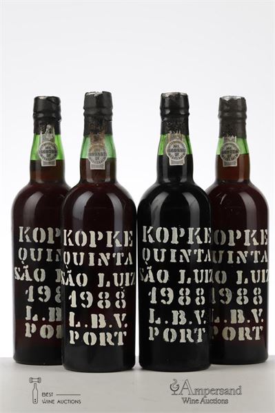 KOPKE QUINTA S.LUIZ LATE BOTTLED VINTAGE PORT 1988 - Kopke - Bottled in 1994 - 4 Bottles