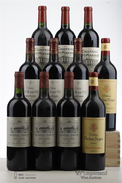 POMYS 3*2005 + TOUR DE PEZ 3*2005 + PHELAN SEGUR 1*2005 + 1*1009 + HAUT MARBUZET 1*2007 + 1*2008 + 1*2011   - Mc - 11 Bottles