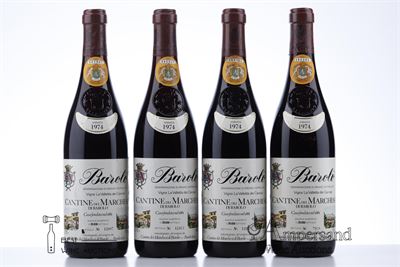 BAROLO RISERVA VALLETTA DEI CANNUBI 1974 - Marchesi di Barolo - 4 Bottles