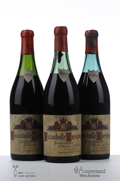 CHAMBOLLE MUSIGNY LES AMOUREUSES 1964 - Bouillon Rossin - 3 Bottles