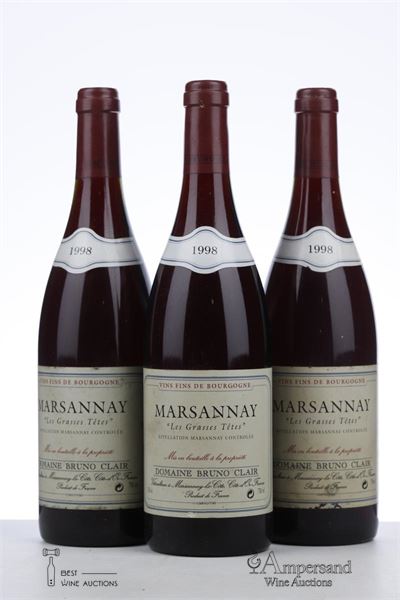 MARSANNAY LES GRASSES TETES 1998 - Bruno Clair - 3 Bottles