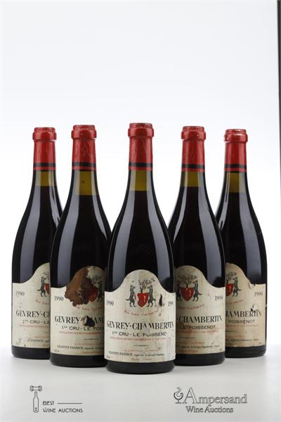 GEVREY CHAMBERTIN LE POISSENOT 1990 - Geantet Pansiot - 5 Bottles