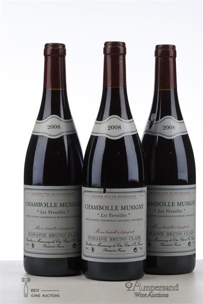 CHAMBOLLE MUSIGNY LES VEROILLES 2008 - Bruno Clair - 3 Bottles