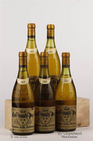 CHATEAUNEUF DU PAPE BLANC DOMAINE DE LA SOLITUDE 1974 - Lançon - 5 Bottles