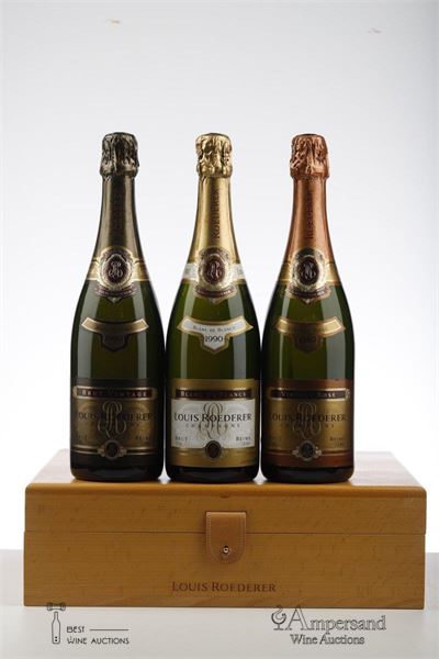 COLLECTION CASE LOUIS ROEDERER 1985 ROSE - 1990 BLANC DE BLANCS - 1990 VINTAGE  - Louis Roederer - 3 Bottles - Owc 3
