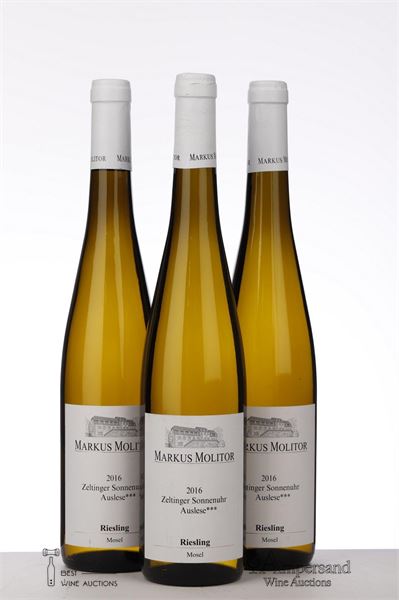 RIESLING ZELTINGER SONNENUHR AUSLESE *** WHITE CAPSULE 2016 - Markus Molitor - 3 Bottles
