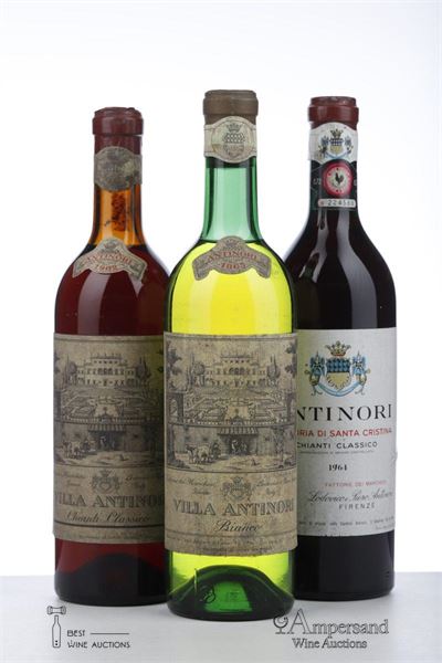 MIXED LOT ANTINORI 1965 Villa antinori Bianco, 1962 Chianti Classico, 1964 Fattoria Santa Christina - 3 Bottles