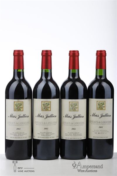 COTEAUX DU LANGUEDOC 1*2002 + 1*2003 + 1*2004 + 1*2005  - Mas Jullien - 4 Bottles
