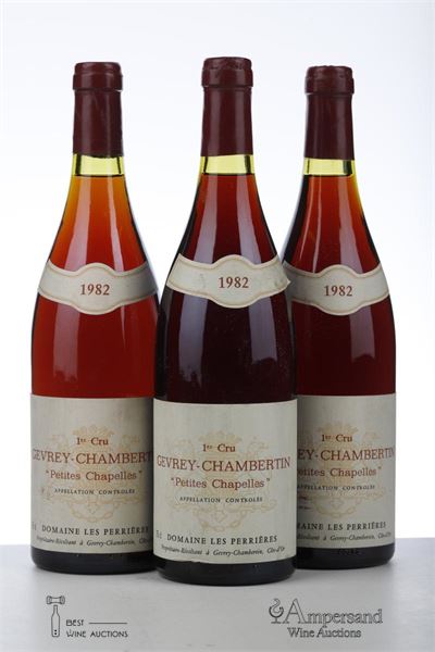 GEVREY CHAMBERTIN LES PETITES CHAPELLES 1982 - Domaine Les Perrieres - 3 Bottles