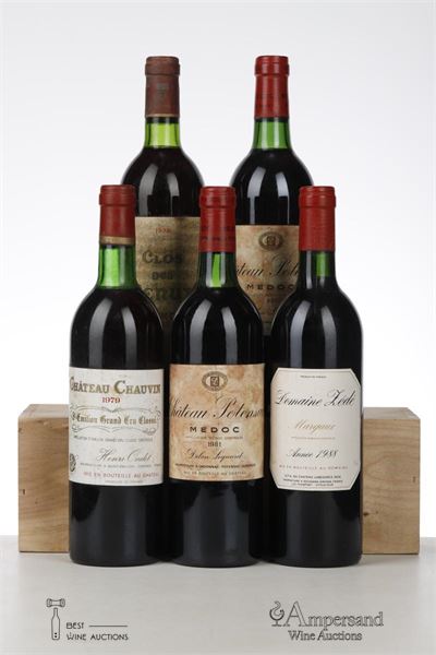 MIXED LOT BORDEAUX MIXED - 1981 Potensac - 1988 Domaine Zede - 1978 Clos des Menuts - 1979 Chauvin - 5 Bottles