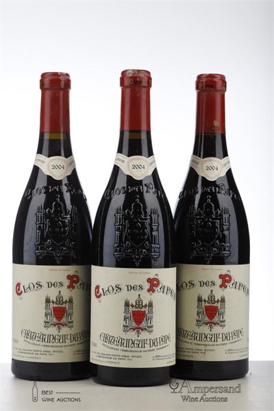 CHATEAUNEUF DU PAPE CLOS DES PAPES 2004 - Paul Avril - 3 Bottles