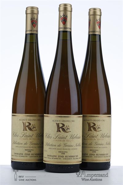 RIESLING CLOS ST URBAIN RANGEN DE THANN SELECTION DE GRAINS NOBLES 1998 - Zind Humbrecht - 3 Bottles