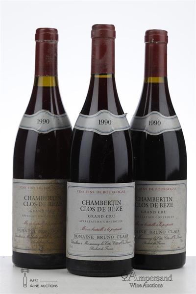CHAMBERTIN CLOS DE BEZE 1990 - Bruno Clair - 3 Bottles