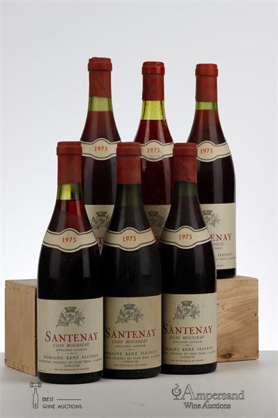SANTENAY CLOS ROUSSEAU 1973 - Rene Fleurot - 6 Bottles
