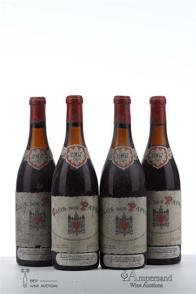CHATEAUNEUF DU PAPE CLOS DES PAPES 1967 - Paul Avril - Mb - 4 Bottles