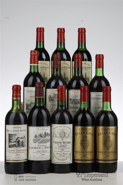 MIXED LOT BORDEAUX 80 TIES - Mc - 12 Bottles