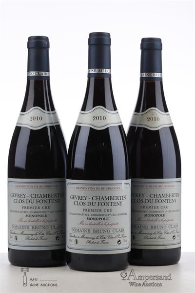 GEVREY CHAMBERTIN CLOS DU FONTENY 2010 - Bruno Clair - 3 Bottles
