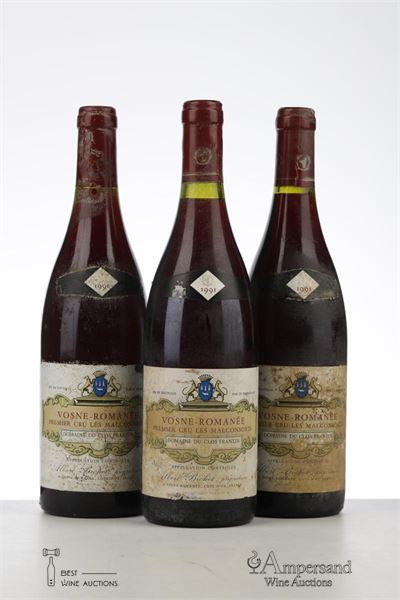 VOSNE ROMANEE LES MALCONSORTS 1991 - Domaine du Clos Frantin - Albert Bichot - 3 Bottles