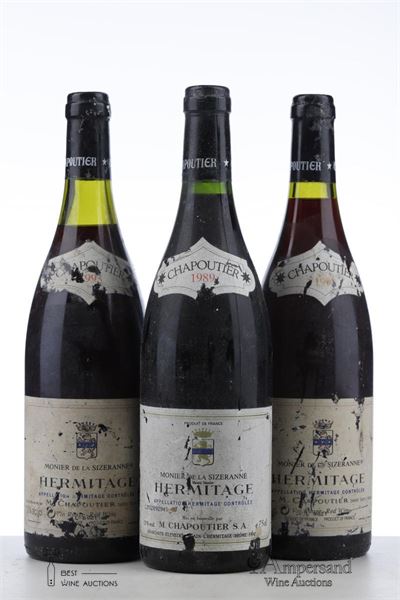 HERMITAGE MONIER DE LA SIZERANNE 1989 + 2*1993    - Chapoutier - 3 Bottles