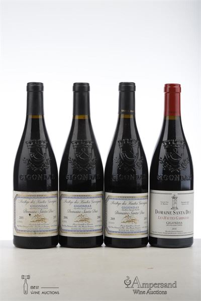GIGONDAS PRESTIGES DES HAUTES GARRIGUES 1*2005 + 1*2006 + 1*2009 + 1*2016    - Domaine Santa Duc - 4 Bottles