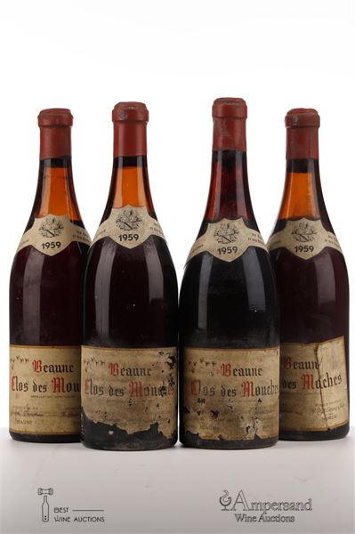BEAUNE CLOS DES MOUCHES 1959 - Joseph Drouhin mise Grafé Lecocq - 4 Bottles