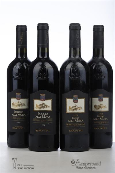 BRUNELLO DI MONTALCINO POGGIO ALLE MURA 2*2004 + 2*2009   - Banfi - 4 Bottles