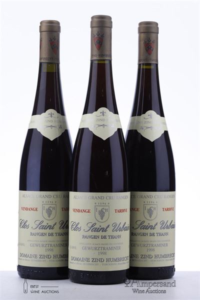 GEWURZTRAMINER CLOS ST URBAIN RANGEN DE THANN VENDANGE TARDIVE 1998 - Zind Humbrecht - 3 Bottles
