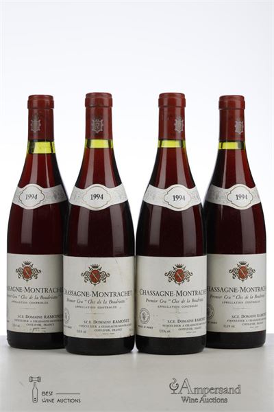 CHASSAGNE MONTRACHET CLOS DE LA BOUDRIOTTE 1994 - Jean Claude Ramonet - 4 Bottles