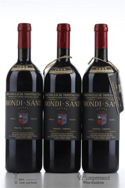BRUNELLO DI MONTALCINO IL GREPPO 1988 - Biondi Santi - 3 Bottles