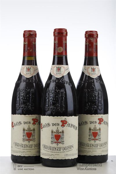 CHATEAUNEUF DU PAPE CLOS DES PAPES 2001 - Paul Avril - 3 Bottles