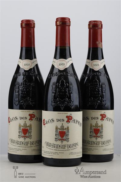 CHATEAUNEUF DU PAPE CLOS DES PAPES 2005 - Paul Avril - 3 Bottles