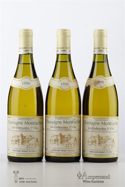 CHASSAGNE MONTRACHET BLANC LES EMBRAZEES 1996 - Bernard Morey - 3 Bottles