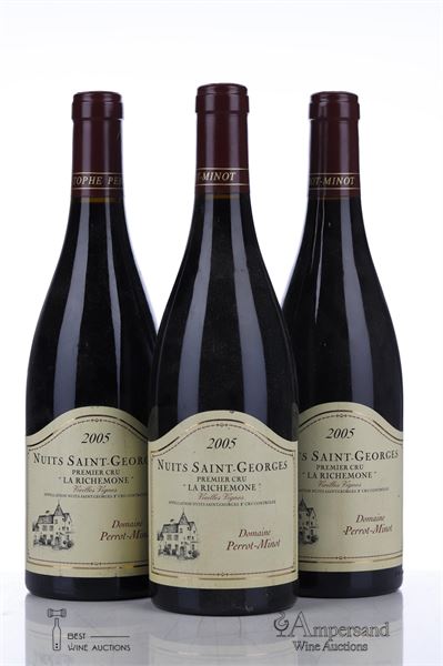 NUITS ST GEORGES LA RICHEMONE VIEILLES VIGNES 2005 - Christophe Perrot Minot - 3 Bottles