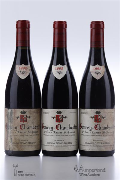 GEVREY CHAMBERTIN LAVAUX ST JACQUES 1998 - Denis Mortet - 3 Bottles