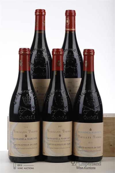 CHATEAUNEUF DU PAPE VIEILLES VIGNES 1*2006 + 1*2007 + 1*2010 + 1*2011 + 1*2012  - Domaine de Marcoux - 5 Bottles